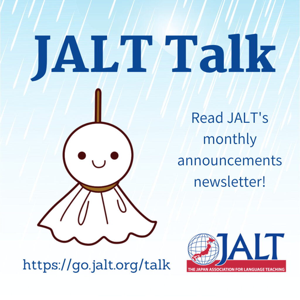 JALT Talk with rain and teruteru bozu (no rain charm)